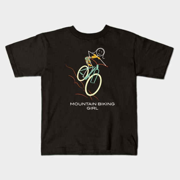 Funny Womens Mountain Biking design Kids T-Shirt by whyitsme